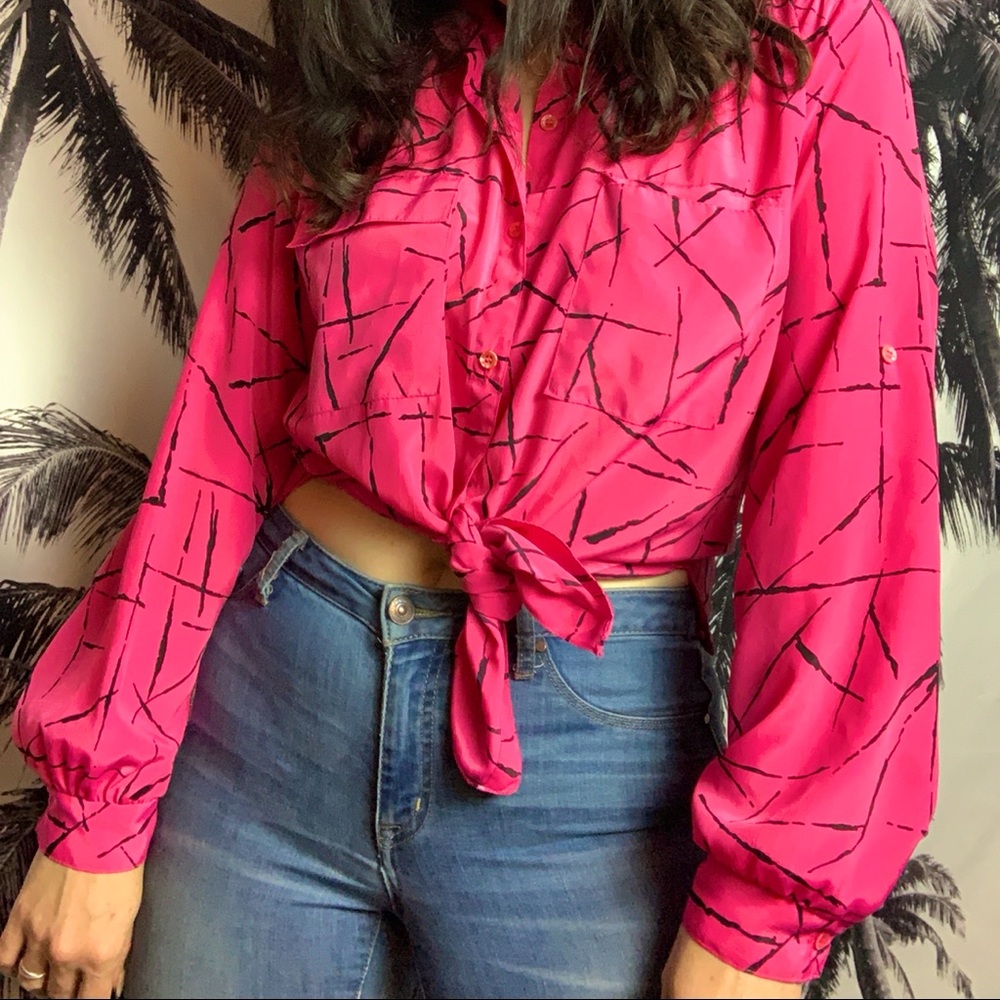 2/$30 VINTAGE Hot Pink Blouse by All Hours
